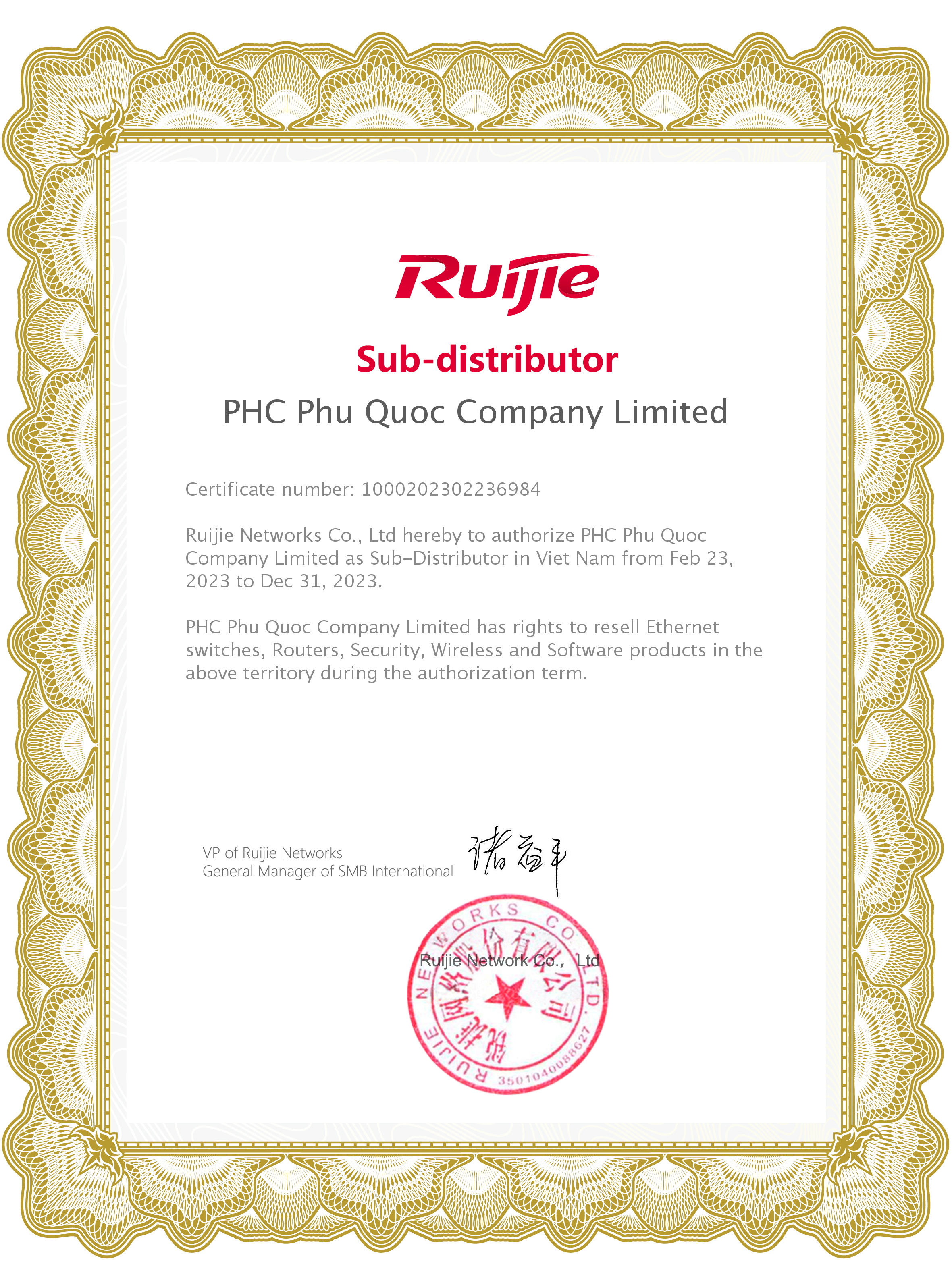 PHC SOLUTIONS là nhà phân phối RUIJIE NETWORKS tại Việt Nam